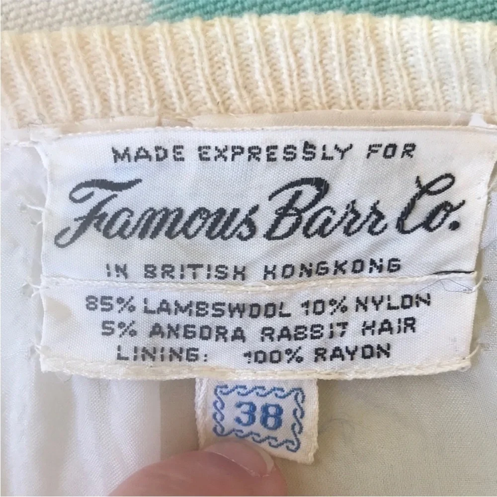 Vintage Beaded Angora Lambswool Cardigan Pearl Button Floral Knit - Picture 9 of 13